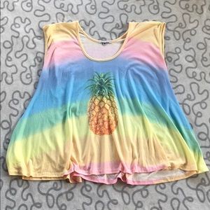 Wildfox Malibu Pineapple Rainbow Tunic Top
